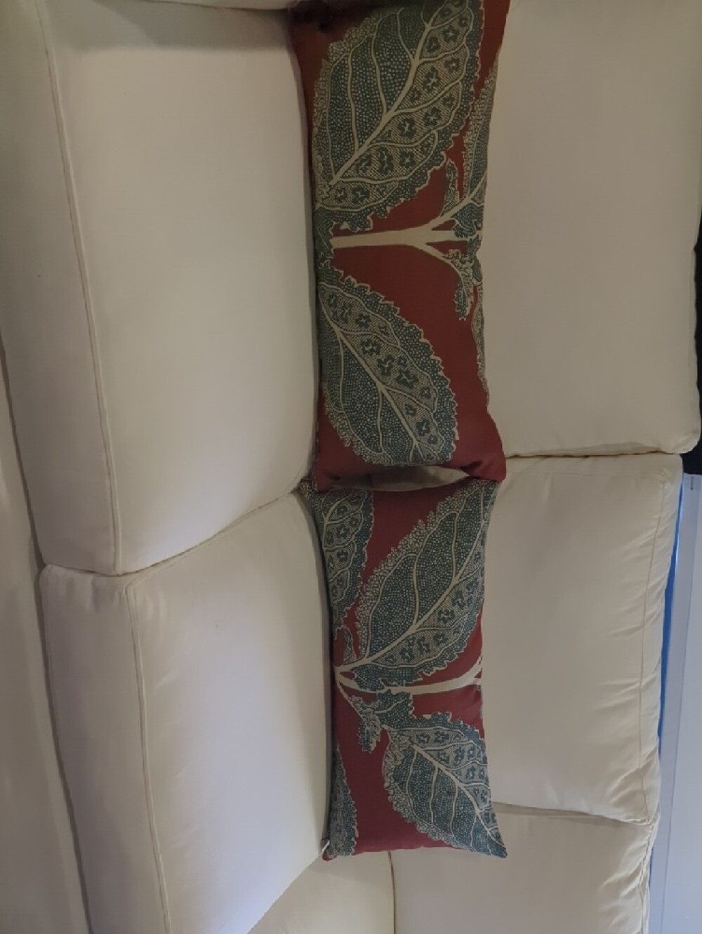 Decorative Red and Teal Leaf Lumbar Pillow - Home Accents